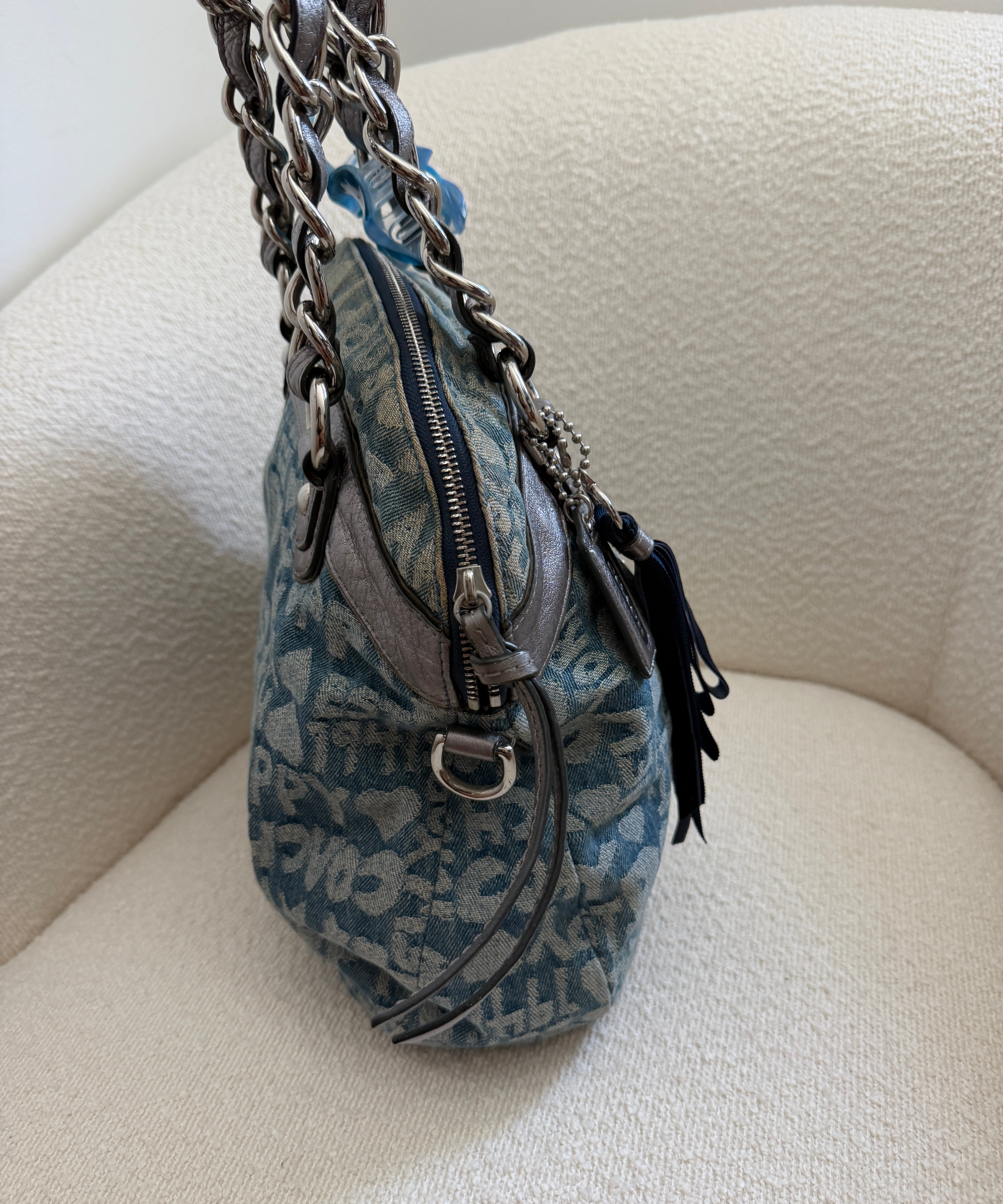 Coach Denim Poppy Signature Tote Bag