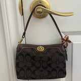 Brown Signature Turnlock Coach Mini Bag