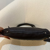 Brown Coach Signature Shoulder Bag with Brown Leather Trim