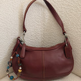 Coach Red Leather Hamptons Mini Hobo Bag