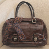 Coach Poppy Brown Leather Pushlock Satchel Bag