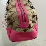 Coach Pink Stripe Signature Boston Bag