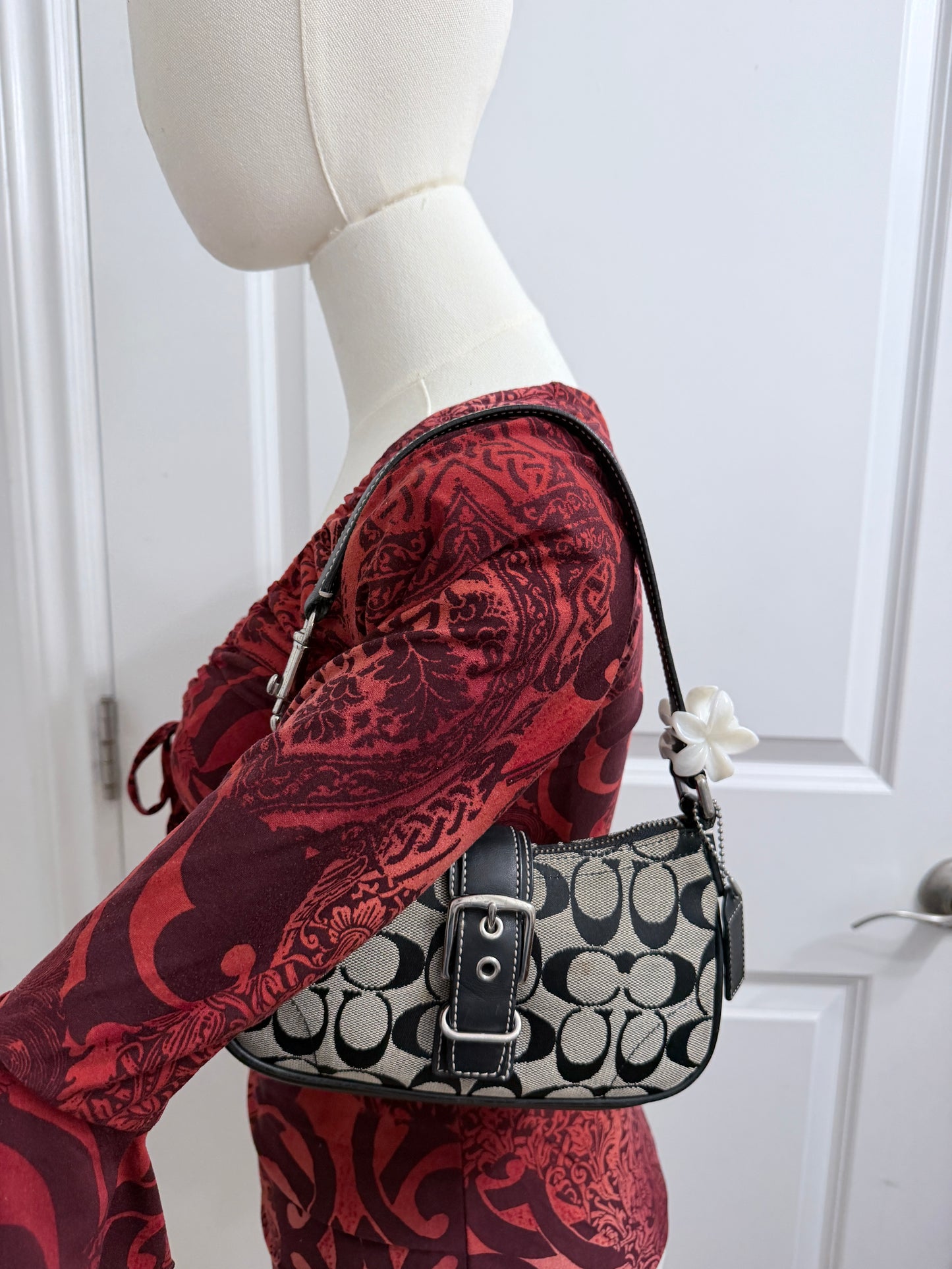 Grey Coach Demi Hamptons Canvas Buckle Bag