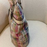 Coach Plaid Madras Poppy Tote Bag