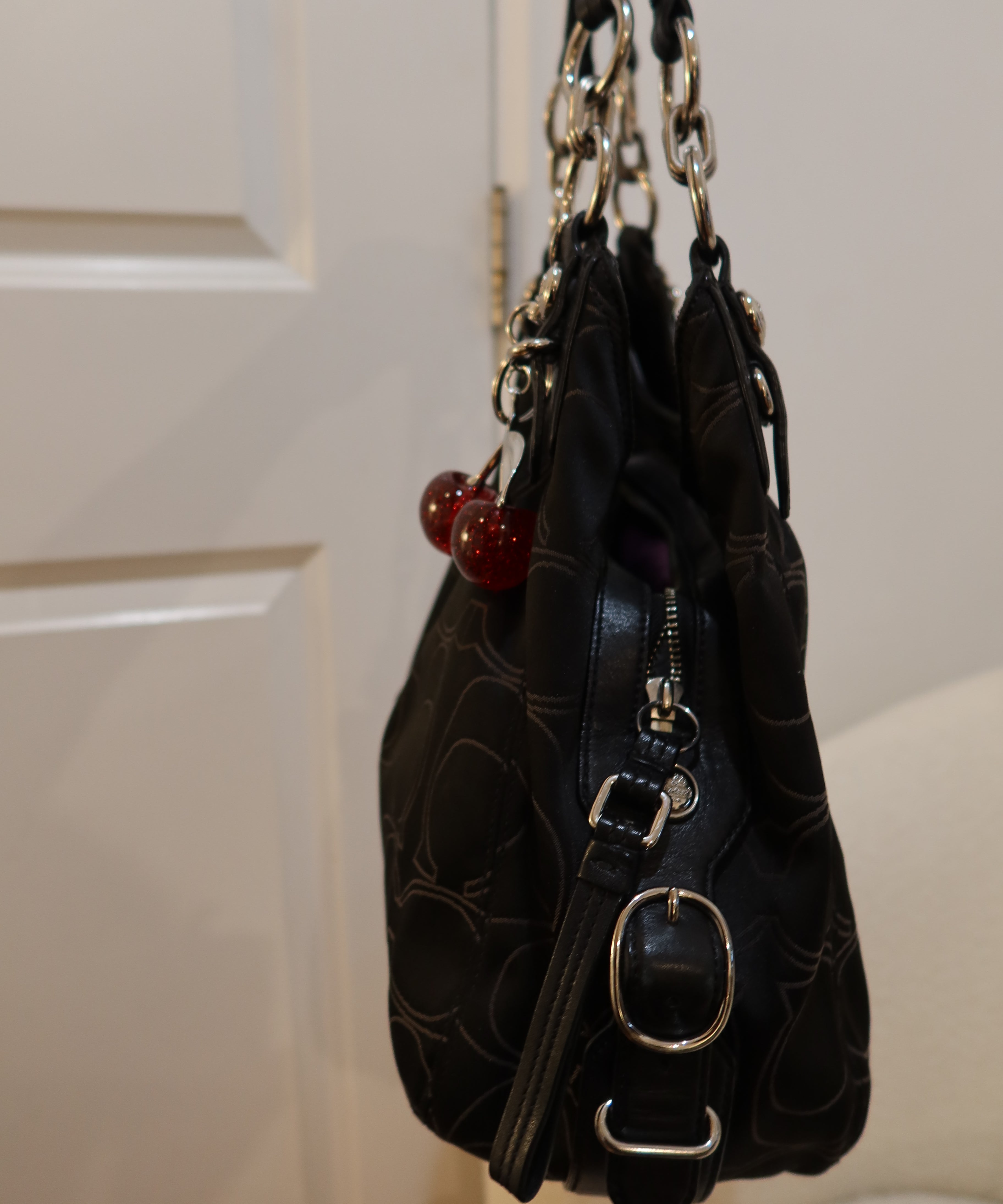 Coach Black Canvas Maggie Bag