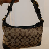 Coach Brown Monogram Shoulder Bag with Brass Hardware