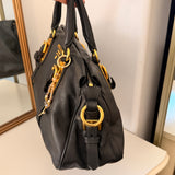 Black Leather Prada Shoulder Bag