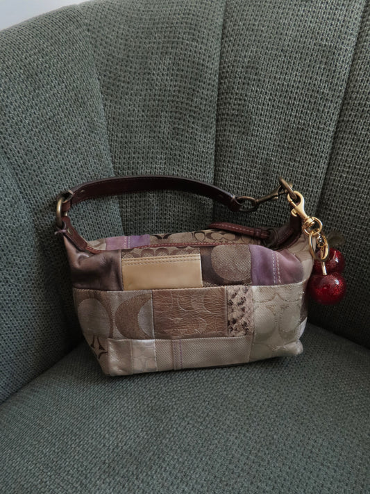 Coach Brown Distressed Patchwork Pochette