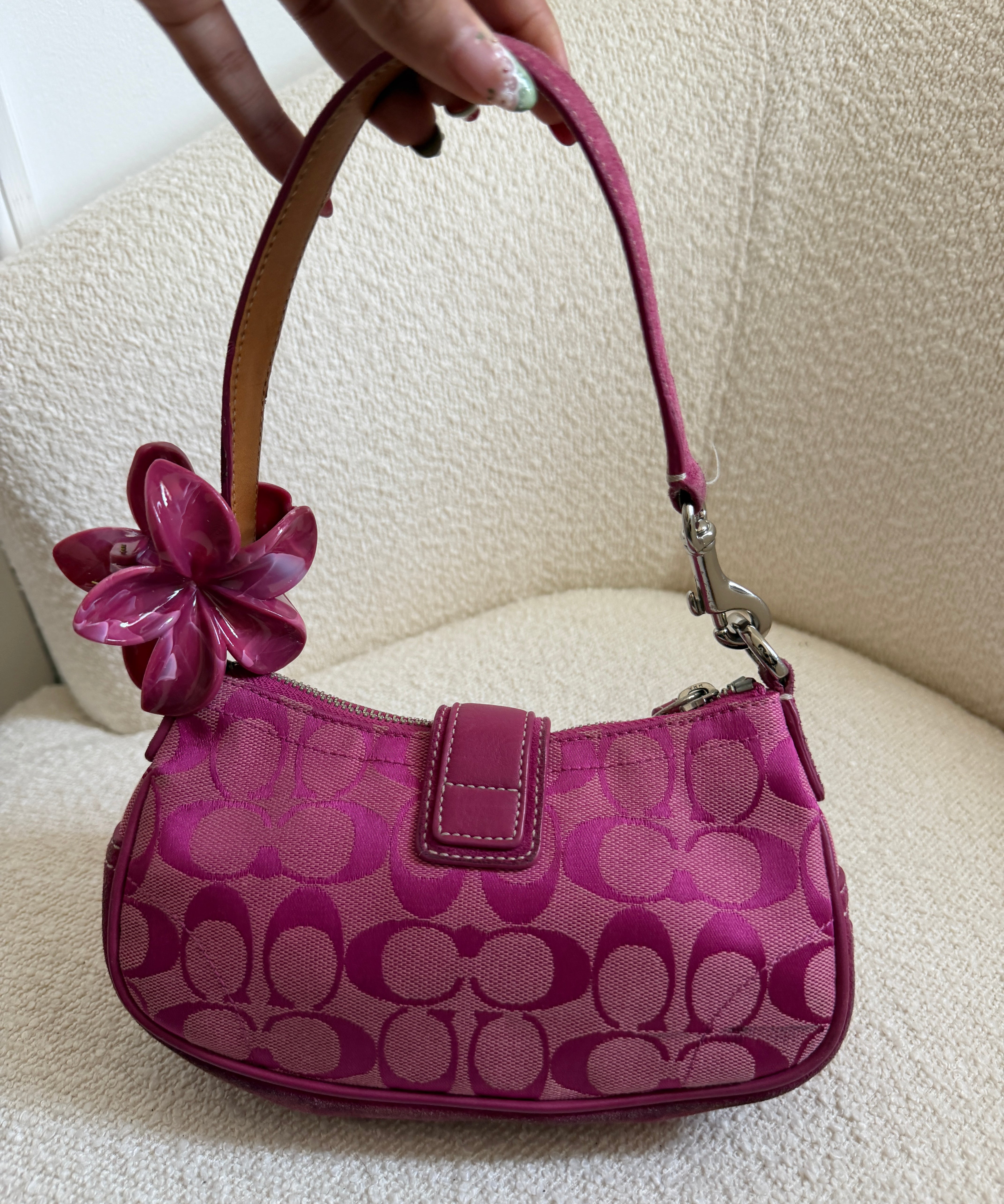 Coach Hot Pink Canvas Demi Hamptons Buckle Bag