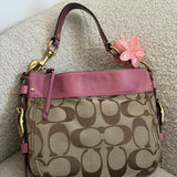 Coach Pink Trim Signature Zoe Bag