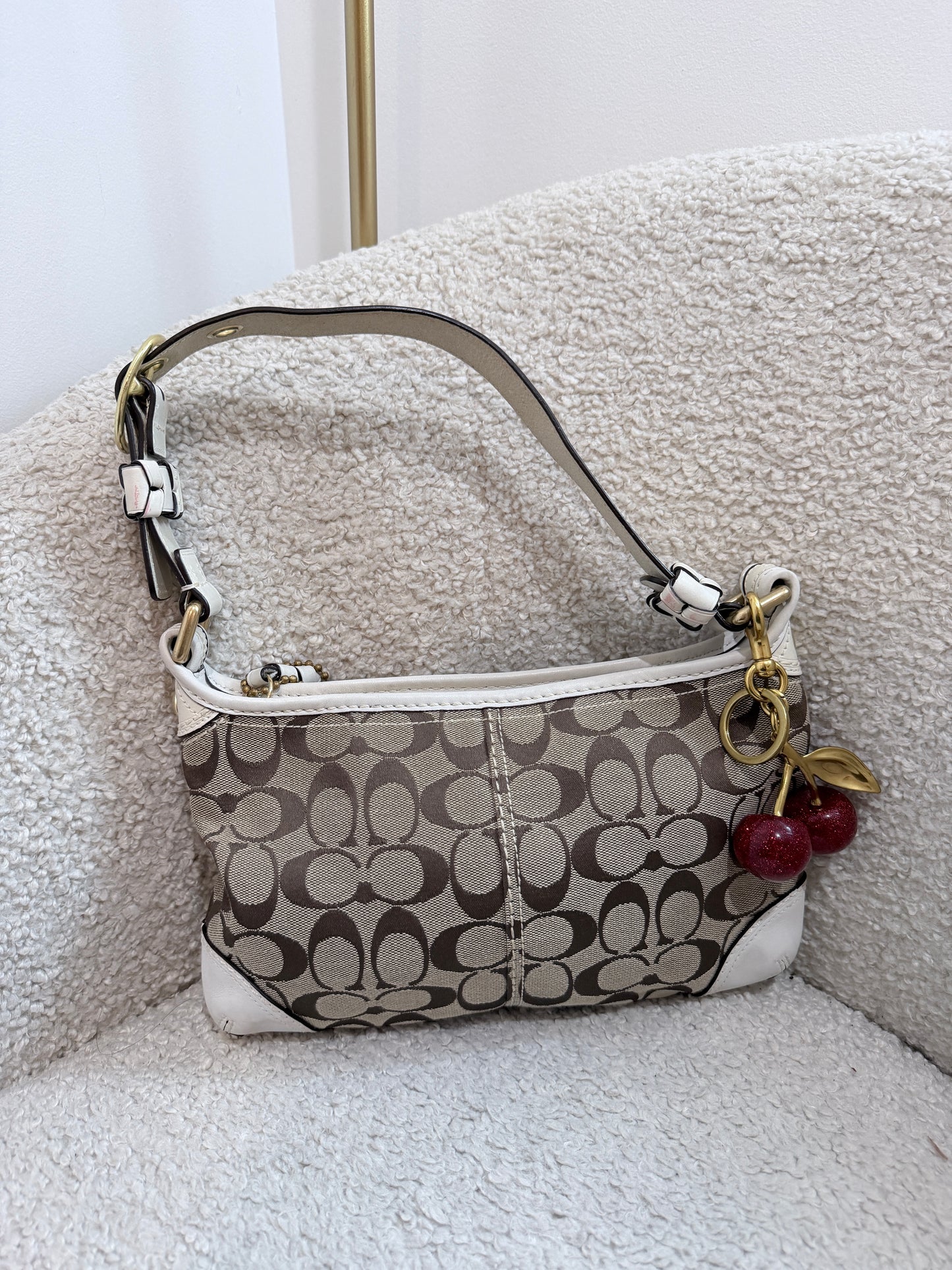 Coach Signature Shoulder Bag with Brass Hardware