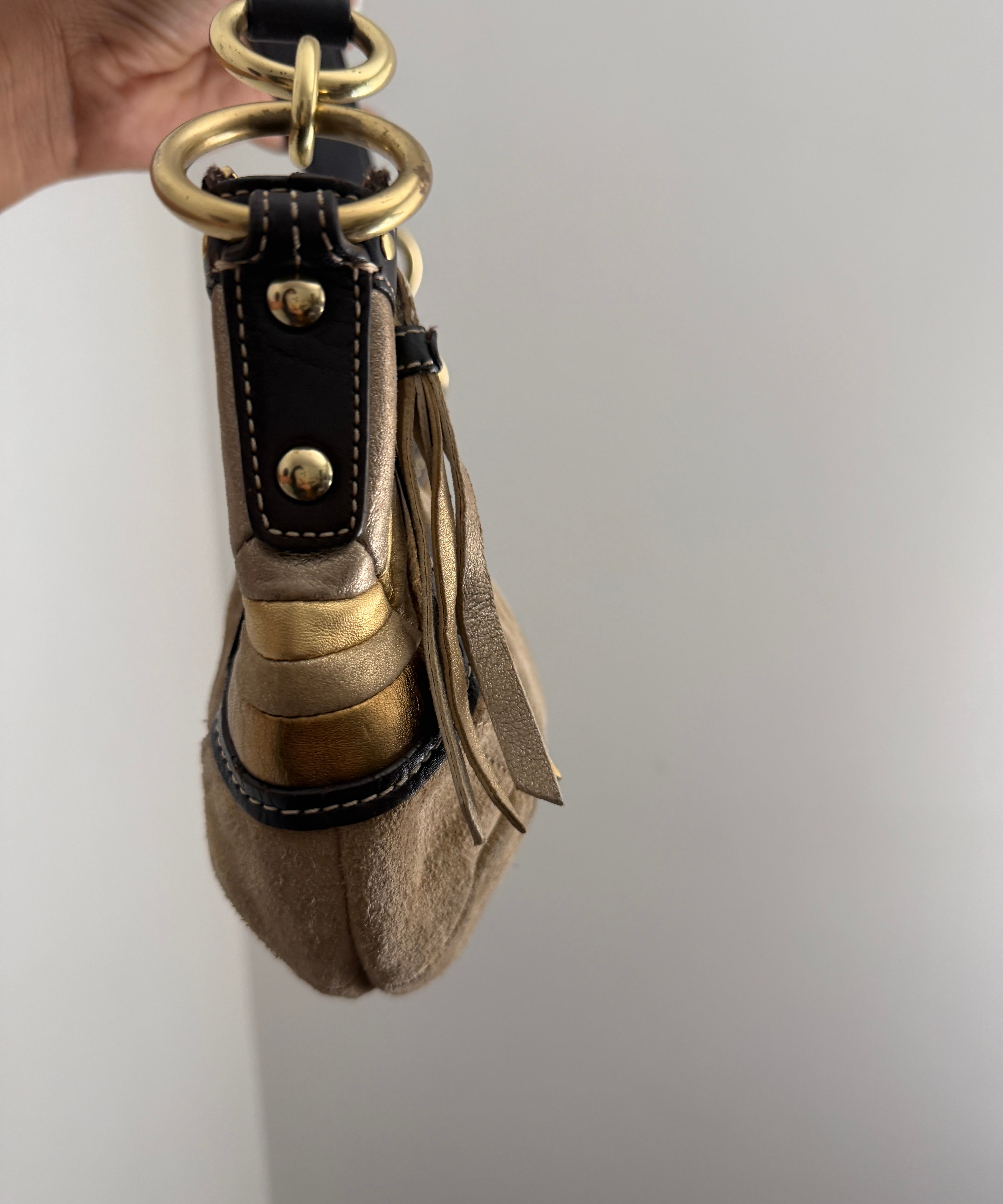 Rare Coach Suede Studded Mini Hobo Bag