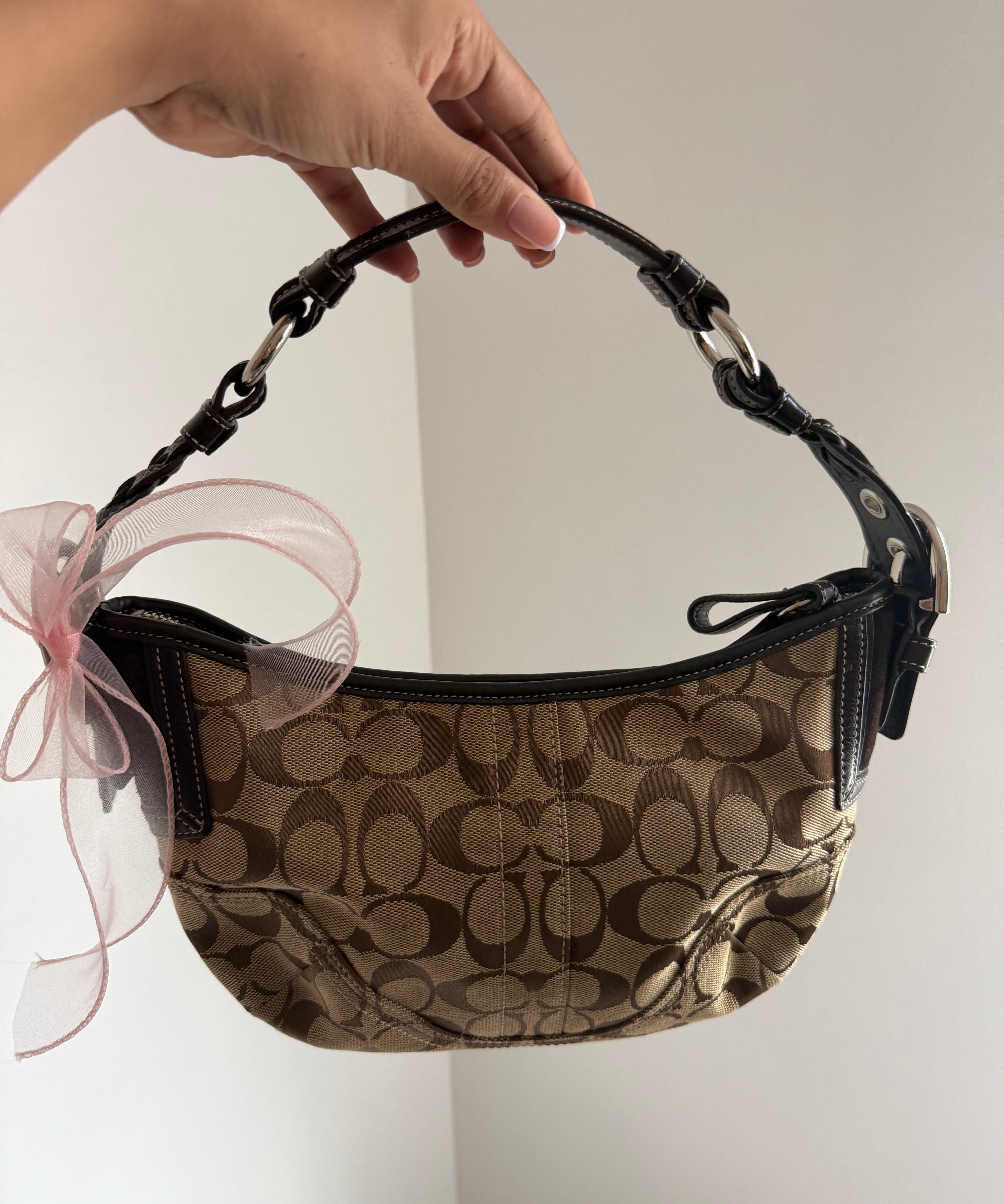 Coach Signature Brown Mini Hobo Bag