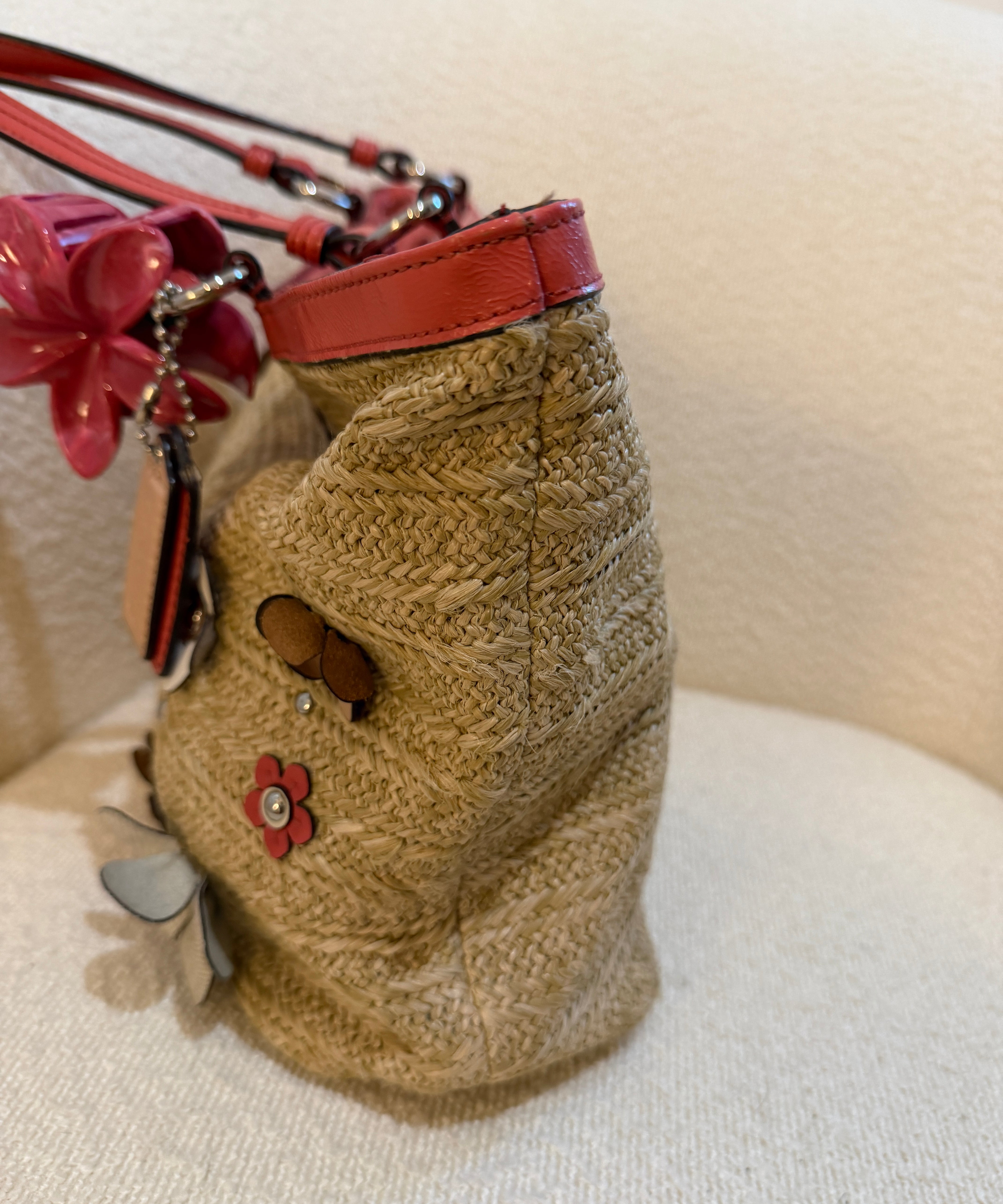 Coach Signature Straw Woven Tote Bag