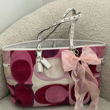 Coach Pink Optic Suede Gallery Tote Bag
