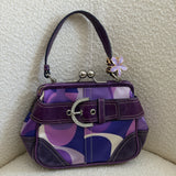 Rare Coach Swarovski Purple Optic Kisslock Hand Bag