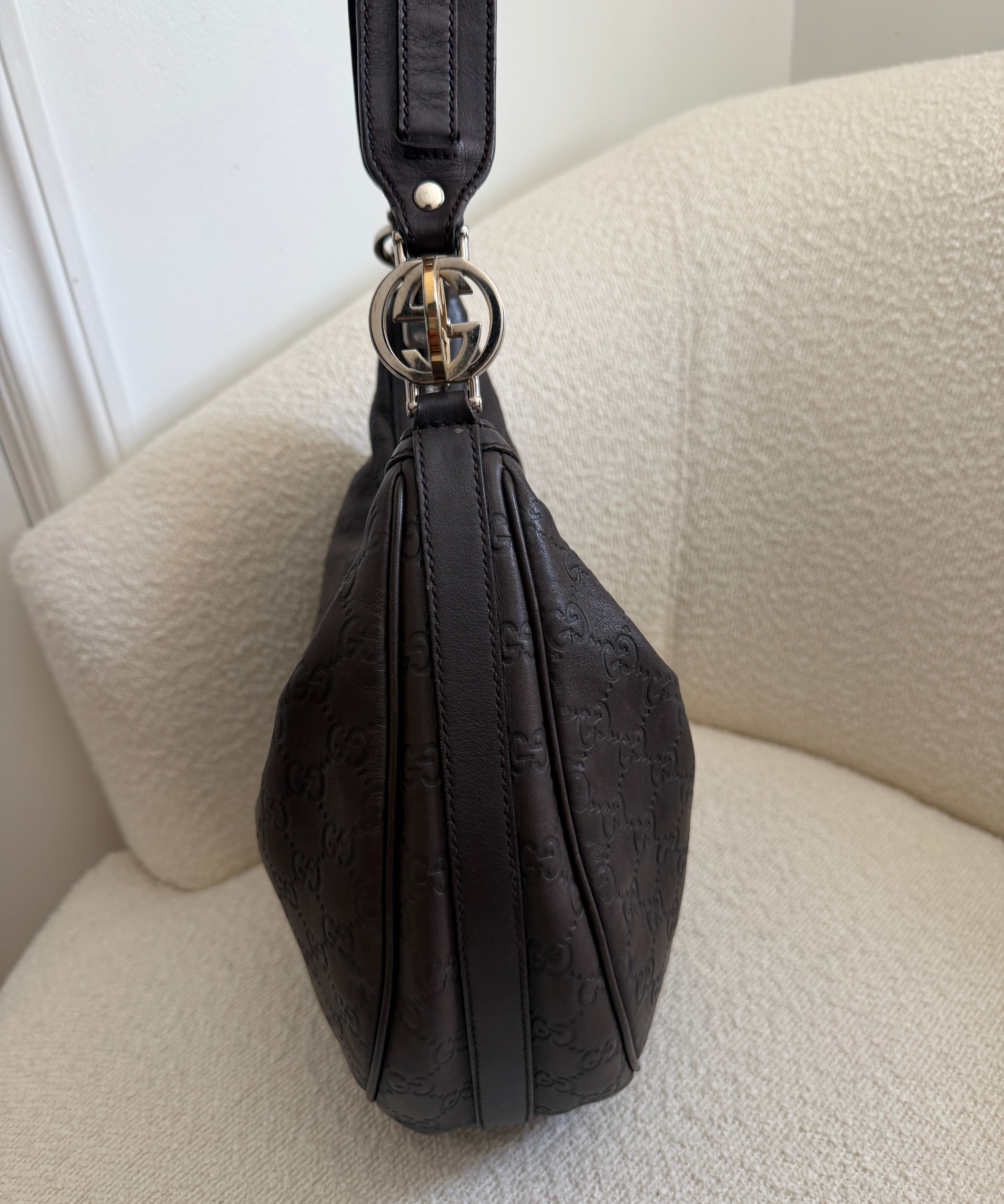 Brown Gucci Guccissima Twins Shoulder Bag