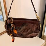Coach Brown Patchwork Micro Zoe Bag