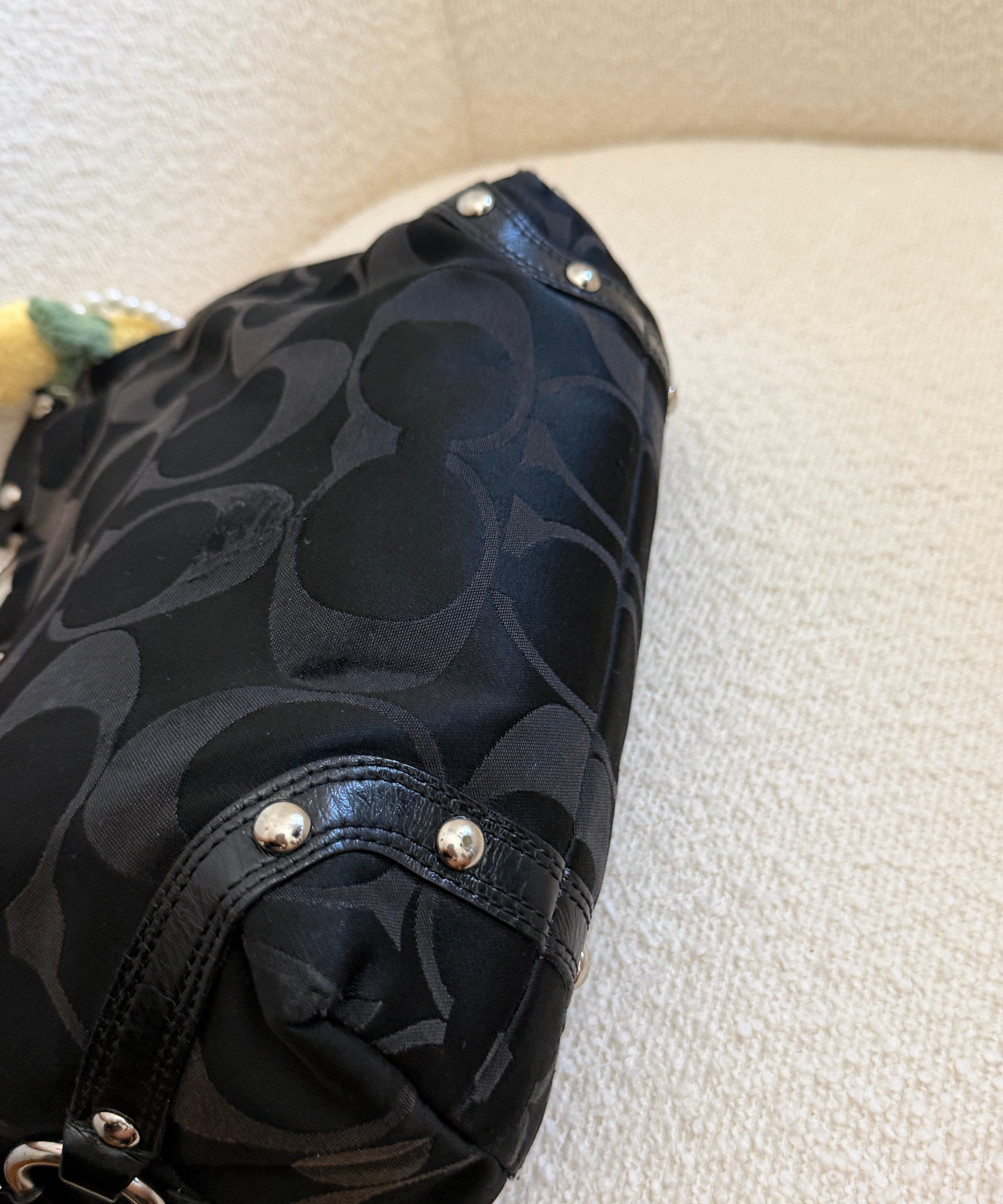 Coach Black Signature Medium Carly Bag