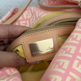 Rare Pink Fendi Zucca Baguette FF Shoulder Bag