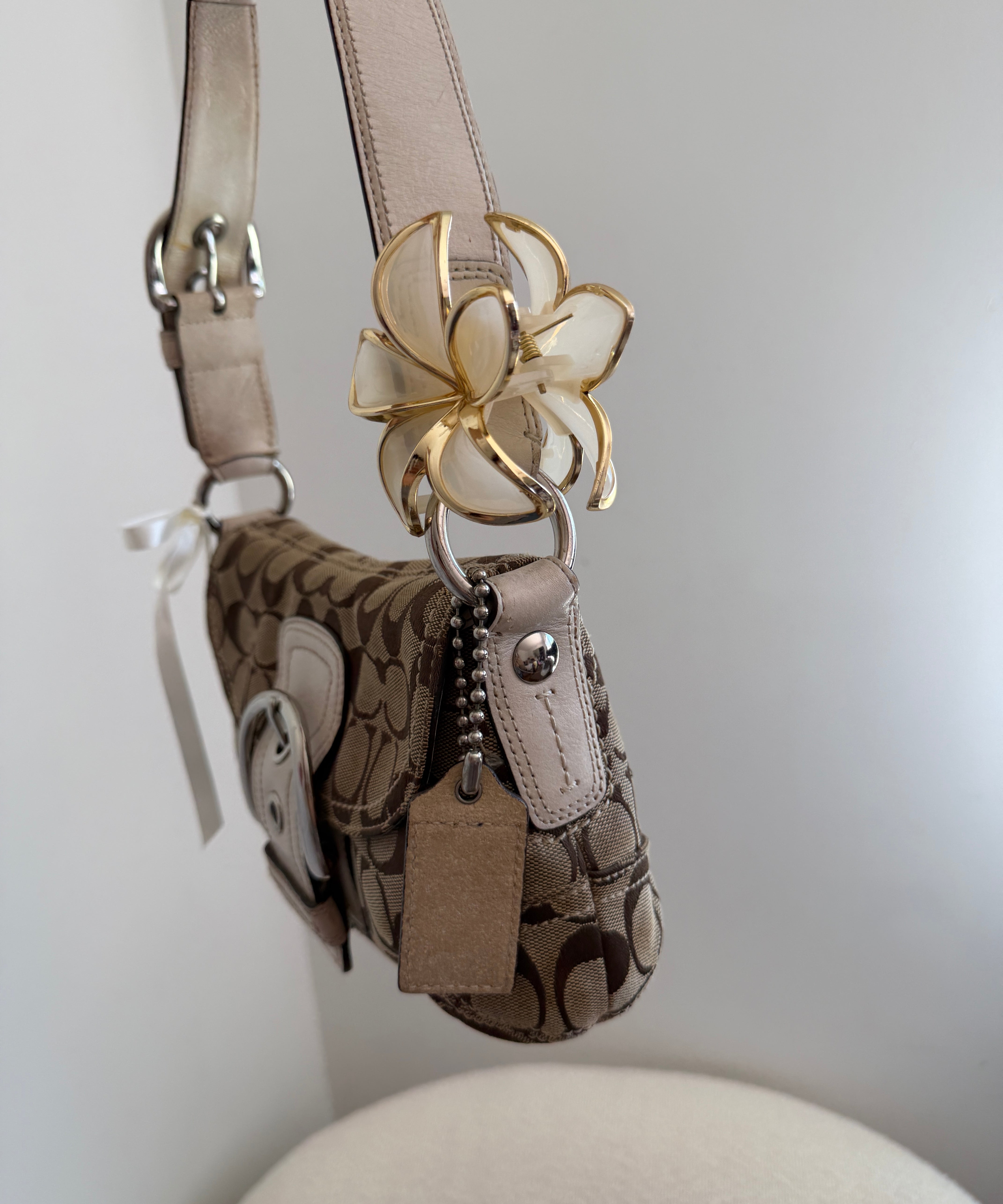 Coach Beige Mini Soho with White Leather
