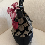 Black Signature Coach Stripe Shoulder Bag