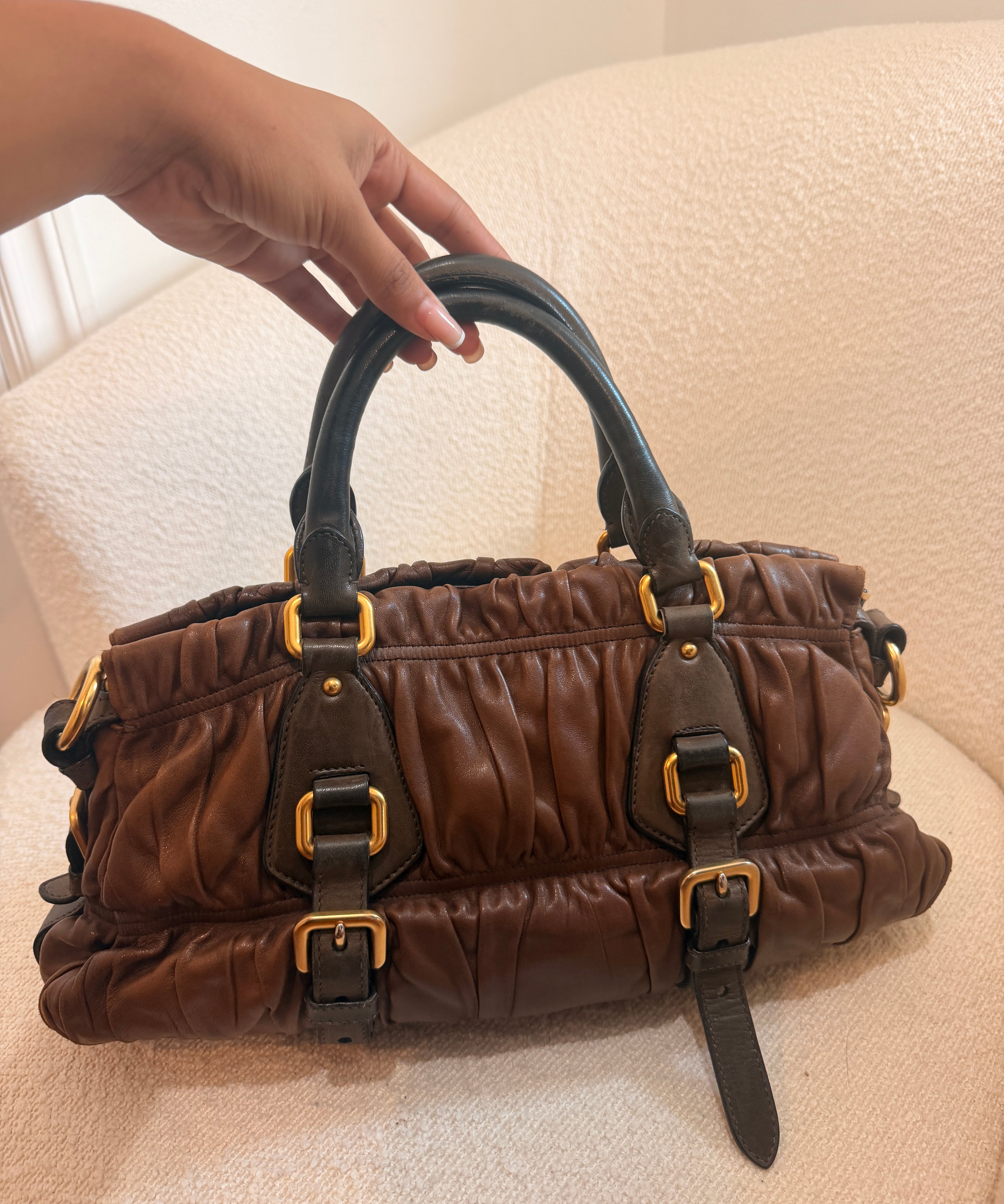 Brown Prada Nappa Shoulder Bag
