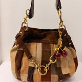 Coach Suede Patchwork Pleated Hobo Bag