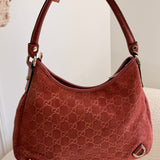 Salmon Pink Suede Gucci Abbey D-Ring Medium Hobo Shoulder Bag