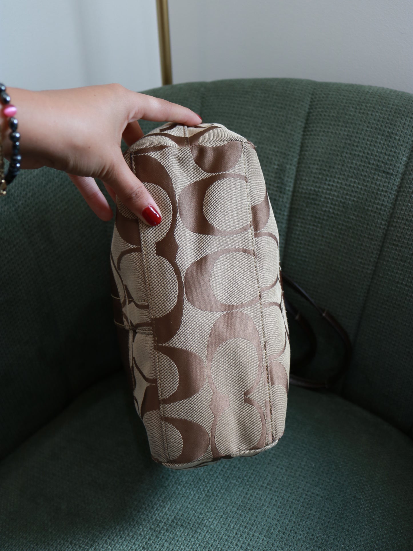 Coach Brown Monogram Stripe Tote Bag