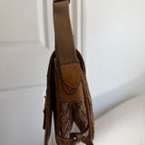 Brown Dior Trotter Monogram Zipper Shoulder Bag