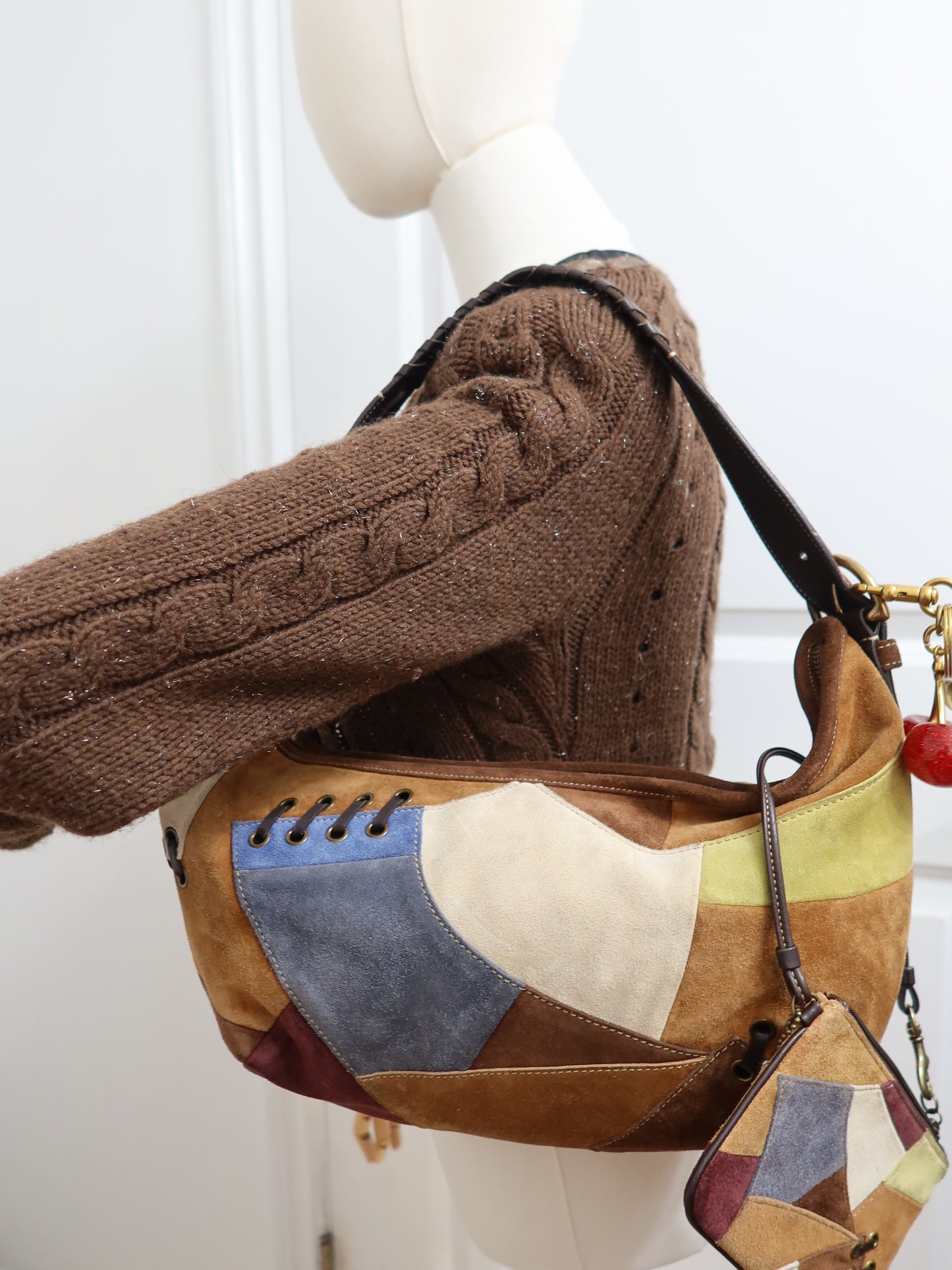 Rare Coach Suede Patchwork Hobo Bag Set