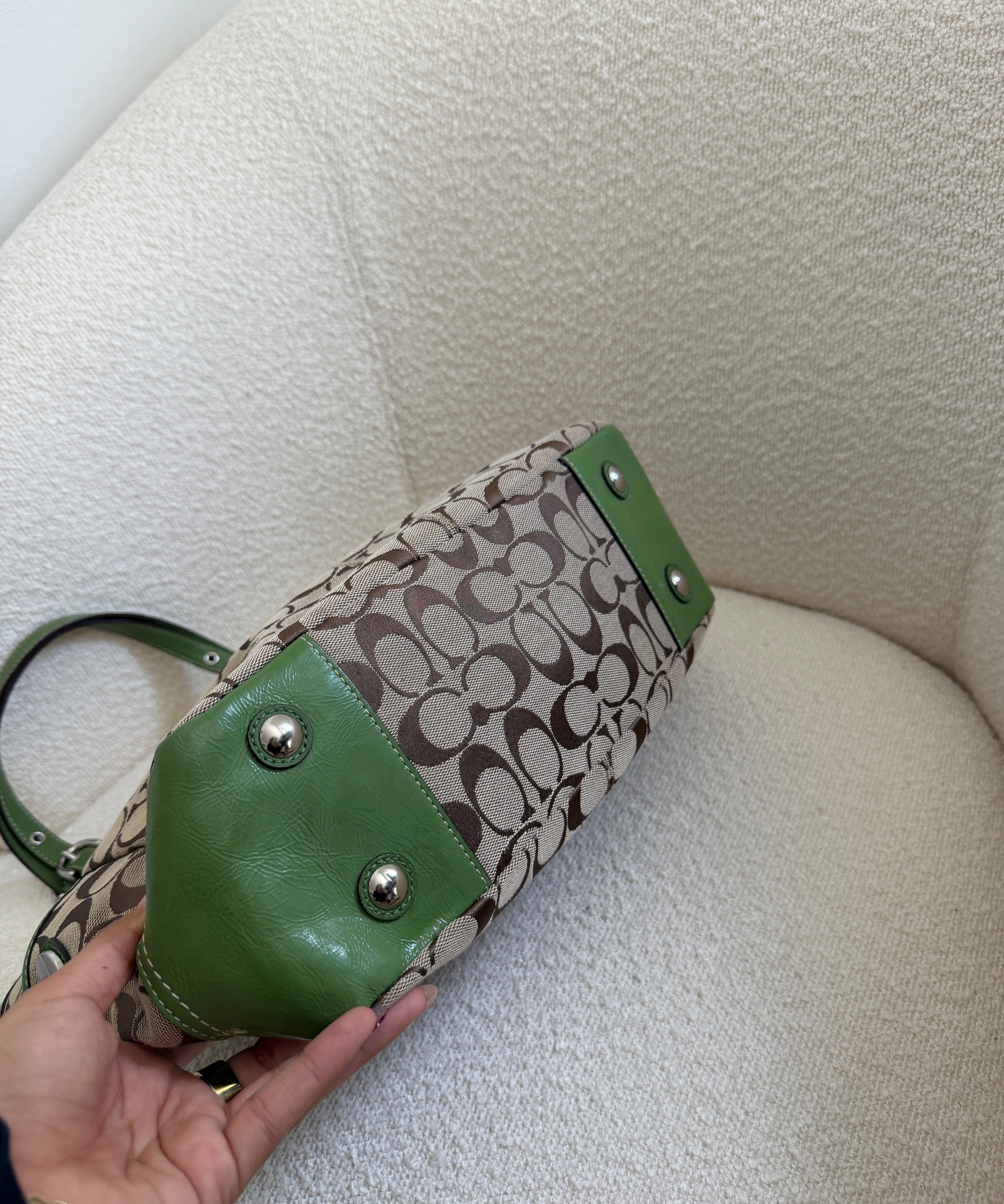 Coach Green Signature Tote Bag