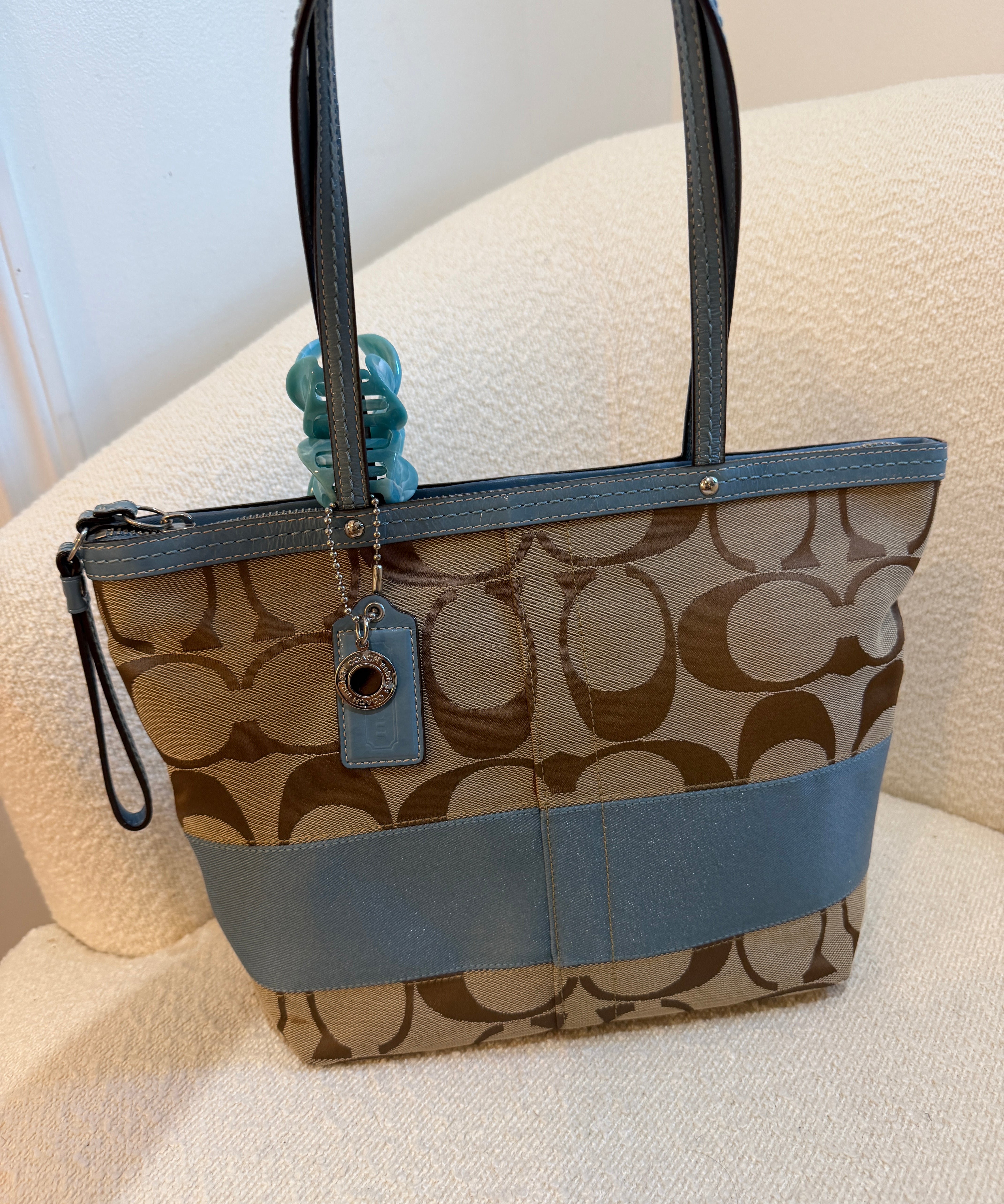 Coach Blue Stripe Tote Bag