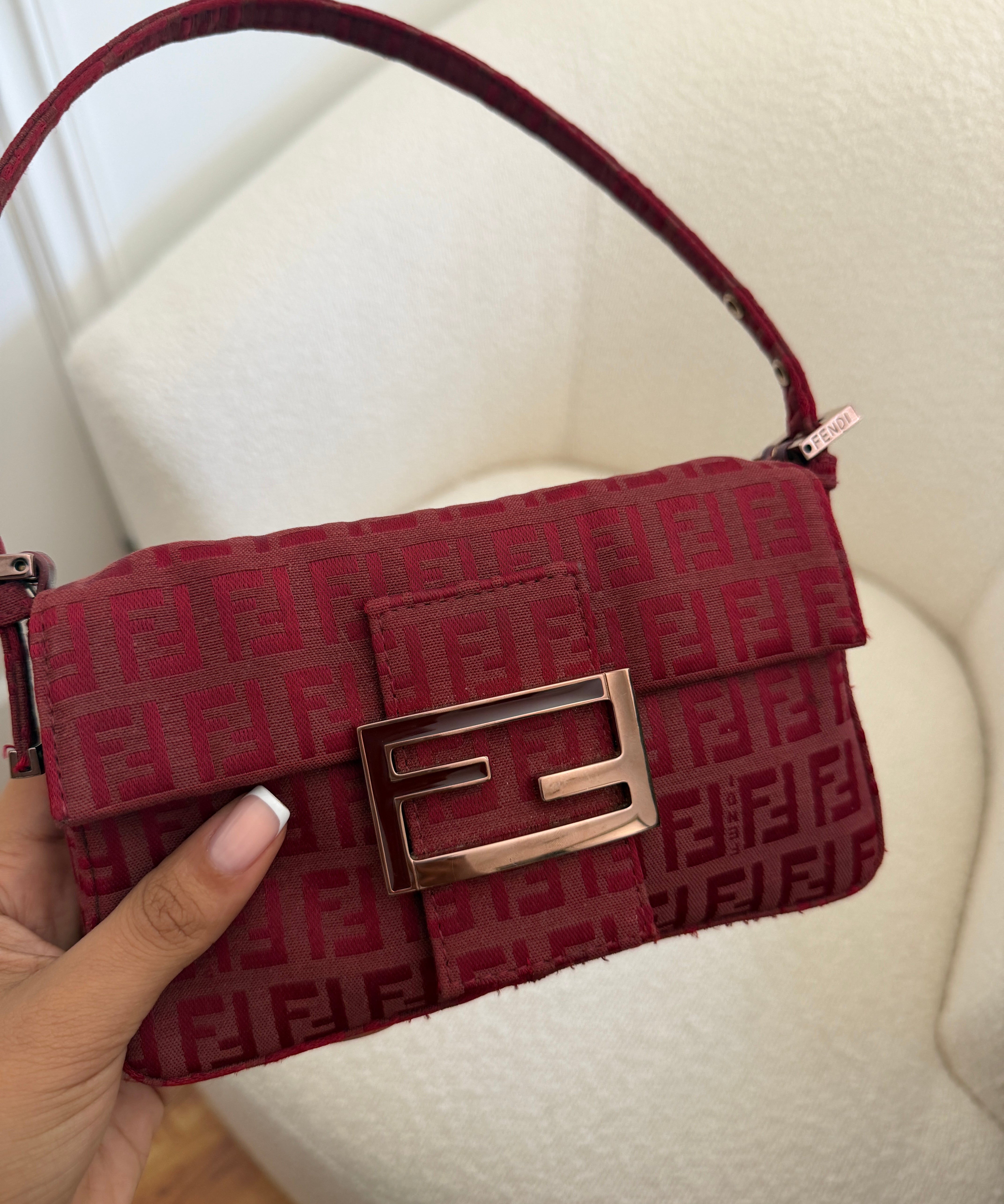Red Mini Fendi Baguette Shoulder Bag