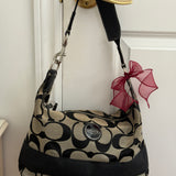 Black Signature Coach Stripe Shoulder Bag