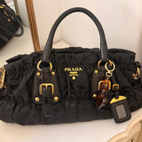 Black Prada Nylon Ruffle Bag
