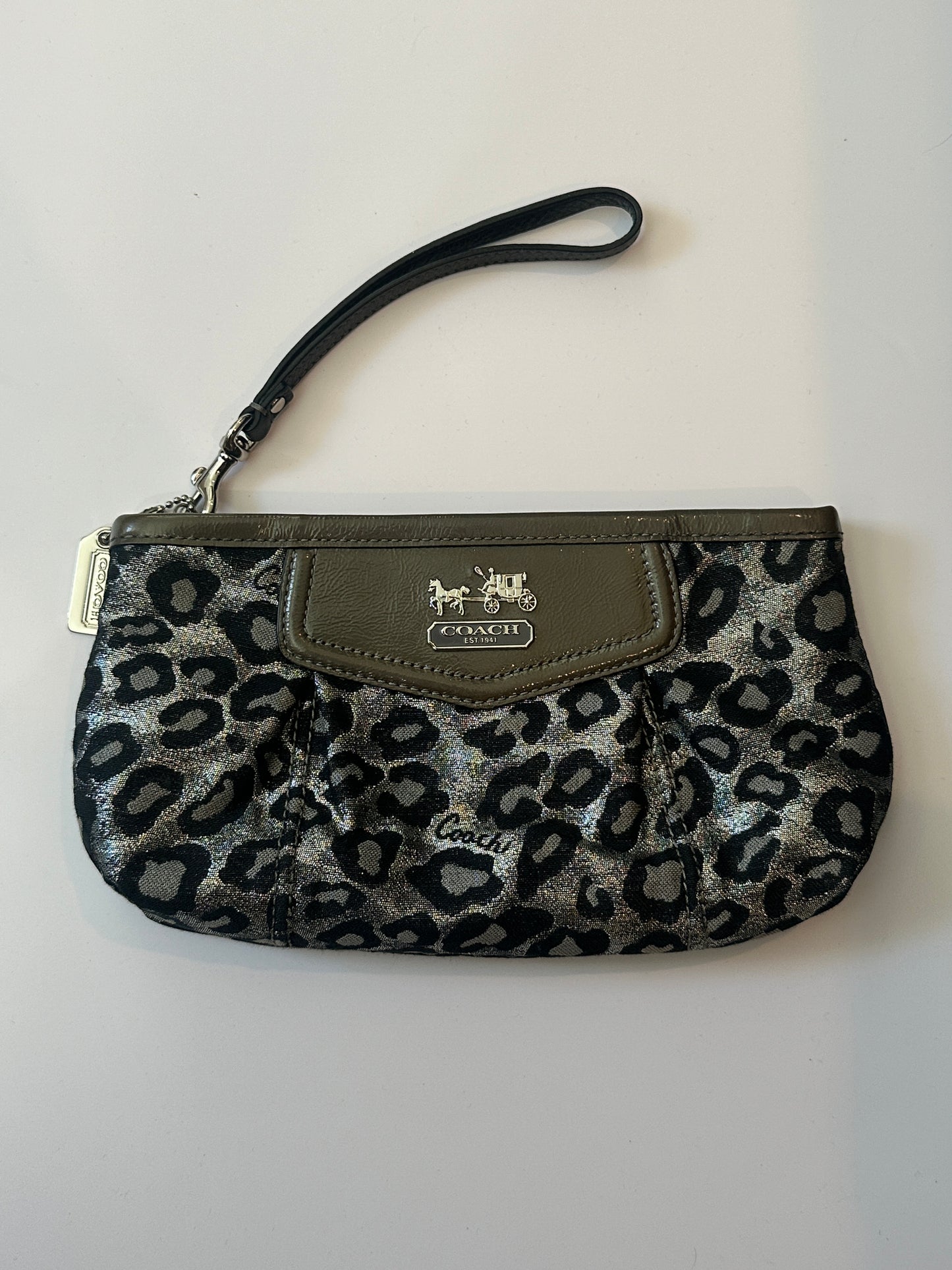 Coach Grey Leopard Print Madison Wristlet
