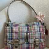 Rare Coach Poppy Multicolored Plaid Madras Bag