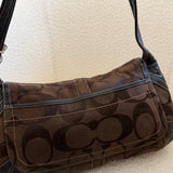 Coach Brown Signature Turnlock Ergo Flap Bag