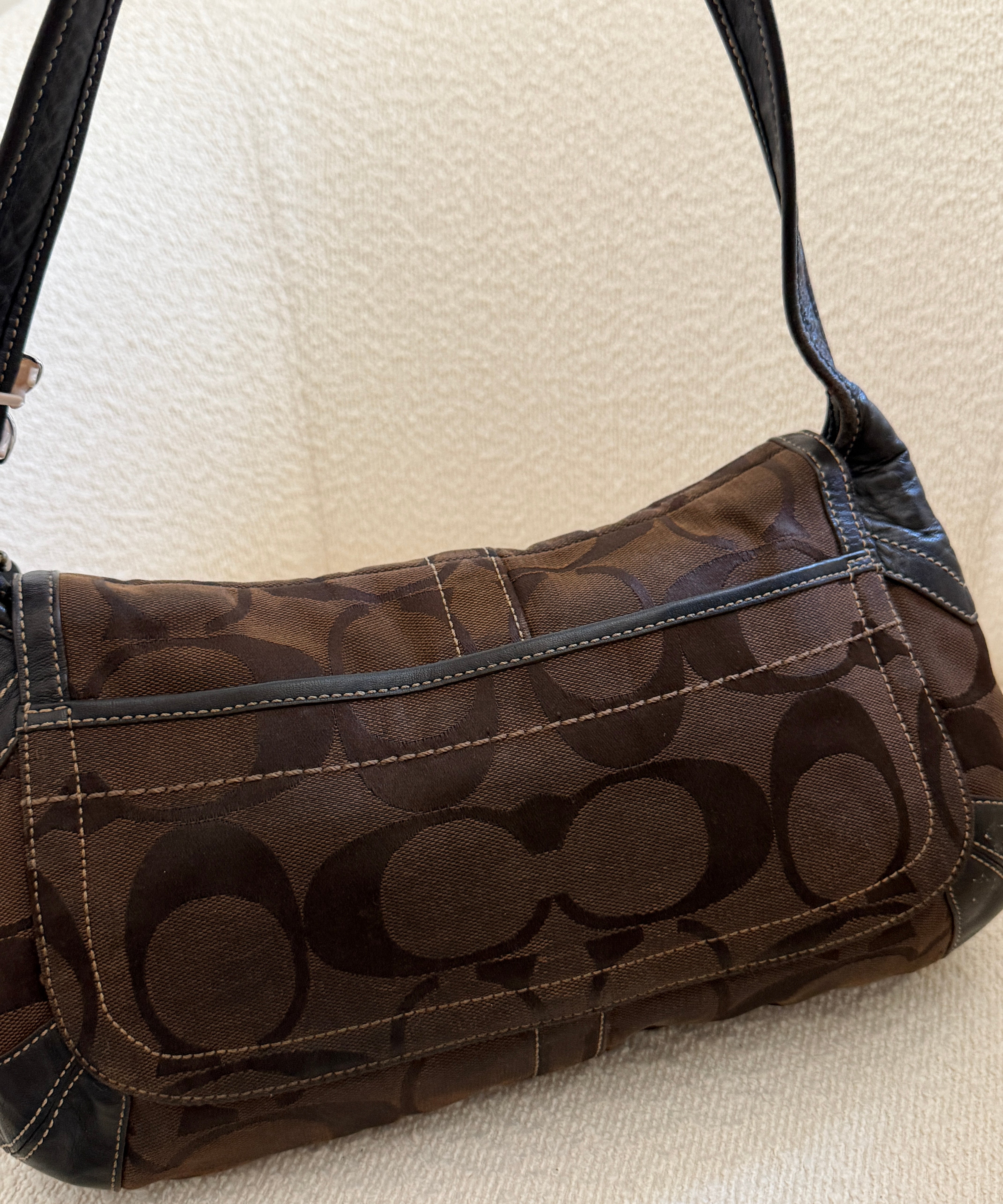 Coach Brown Signature Turnlock Ergo Flap Bag