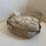 Beige Signature Coach Mini Zoe Bag