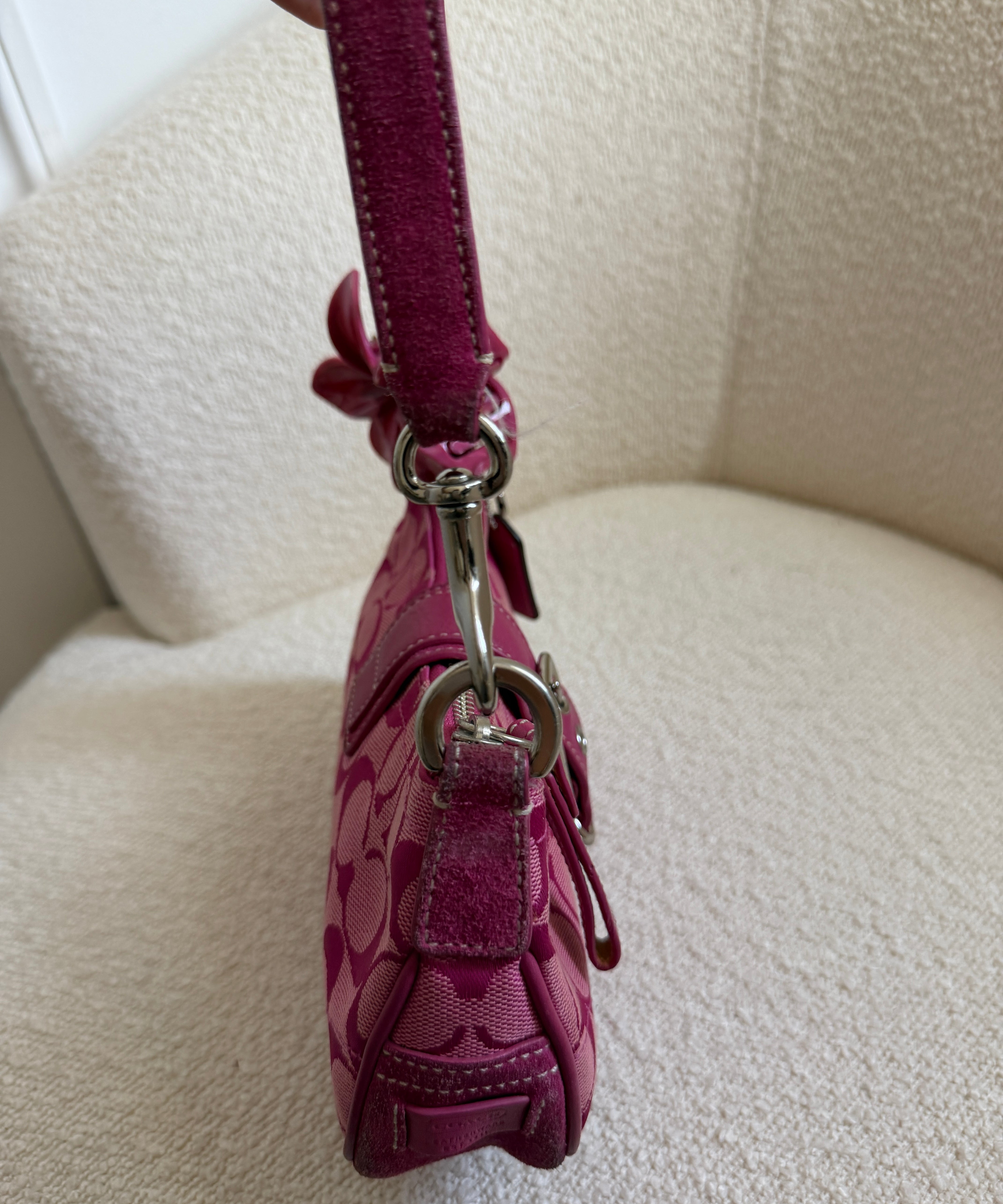Coach Hot Pink Canvas Demi Hamptons Buckle Bag