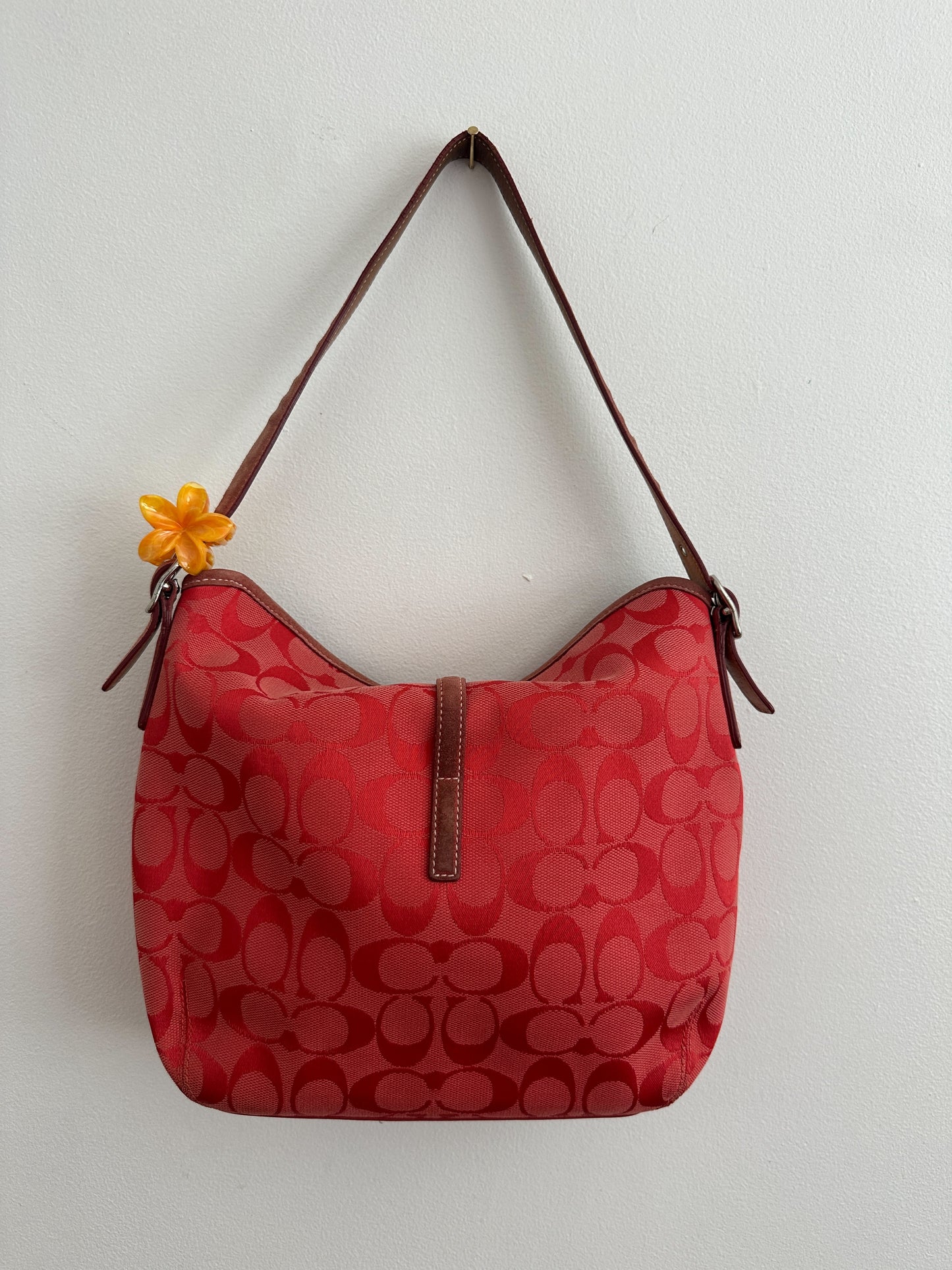 Coach Orange Monogram Hamptons Clip Bag