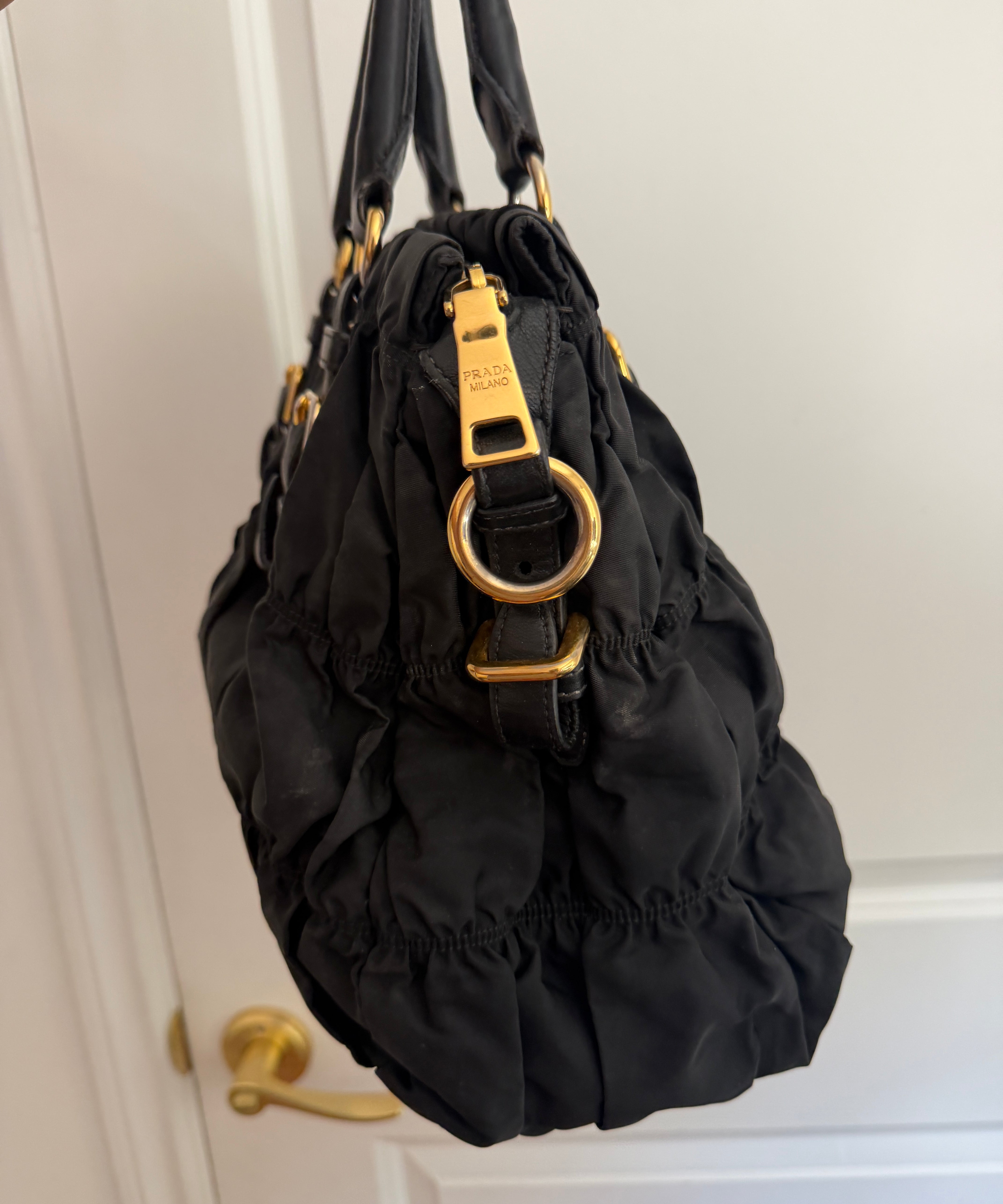 Prada Black Tessuto Gaufre Hand/Shoulder Bag