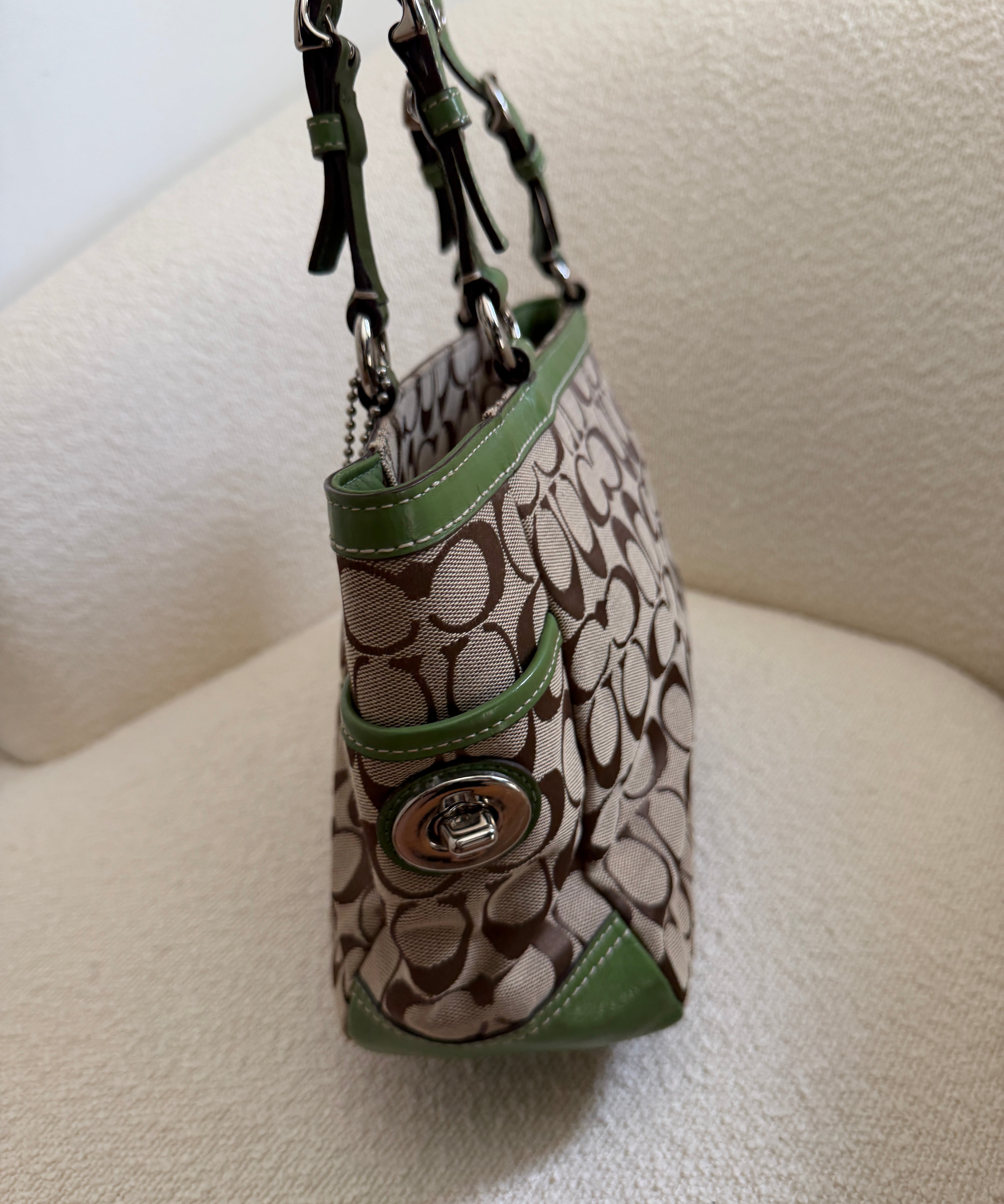 Coach Green Signature Tote Bag