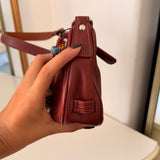 Coach Red Leather Hamptons Mini Hobo Bag