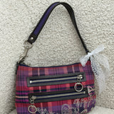 Coach Purple Plaid Poppy Signature Shoulder Bag