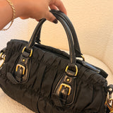 Black Prada Nylon Ruffle Bag