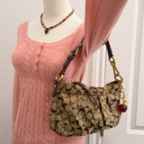 Coach Brown Ruffle Monogram Shoulder Bag